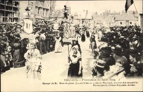 Ak Bruges Brügge Flandern Westflandern, Procession du Saint Sang
