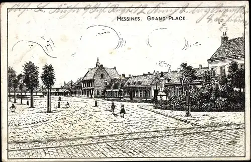 Künstler Ak Messines Mesen Westflandern, Grand' Place