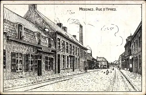 Künstler Ak Messines Mesen Westflandern, Rue d'Ypres