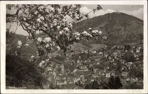 Ak Baden Baden am Schwarzwald, Teilansicht, Blüten