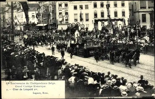 Ak Bruxelles Brüssel, 75e Anniversaire de l'Independance Belge, Char de Leopold 1er