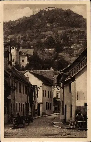 Ak Bad Blankenburg Thüringen, Brauhausgasse mit Greifenstein, Fuhrwerke