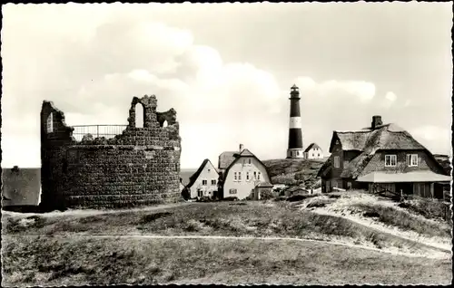 Ak Hörnum auf Sylt Nordfriesland, Ruine, Leuchtturm, Reethäuser