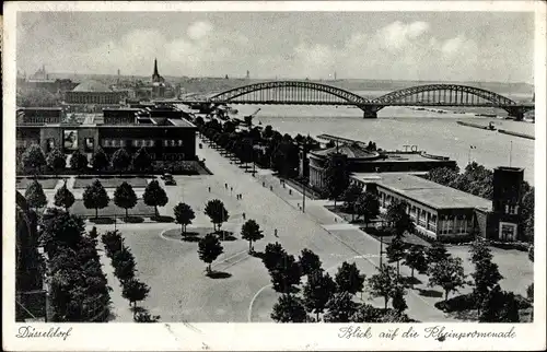 Ak Düsseldorf am Rhein, Blick auf die Rheinpromenade