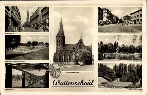 Ak Wattenscheid Bochum Ruhrgebiet, Oststraße, Propsteikirche, Hochstraße, Freilichtbühne
