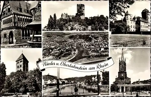 Ak Niederlahnstein Oberlahnstein Lahnstein Rhein, Martinsburg, Weinbrunnen, Johannes Kloster
