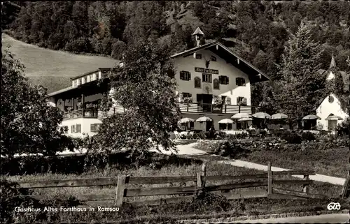 Ak Ramsau im Berchtesgadener Land Oberbayern, Gasthaus und Pension Altes Forsthaus