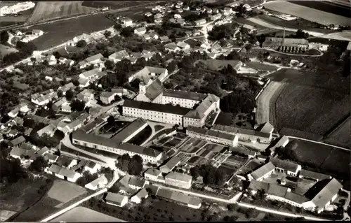Ak Osterhofen in Niederbayern, Institut der Engl. Fräulein, Damenstift, Fliegeraufnahme