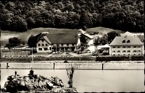 Ak Jochenstein Gottsdorf Untergriesbach Niederbayern, Gasthaus Zur blauen Donau, am Kraftwerk