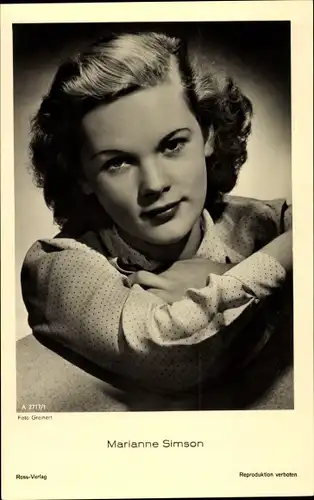 Ak Schauspielerin Marianne Simson, Portrait, Ross Verlag A 2717 1