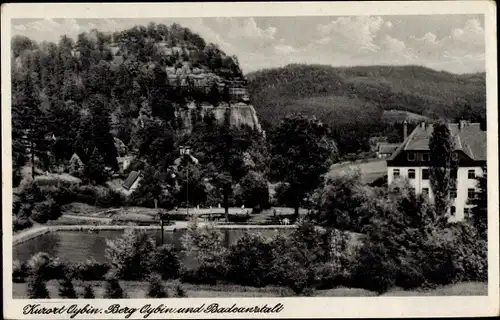 Ak Oybin in der Oberlausitz, Berg und Badeanstalt