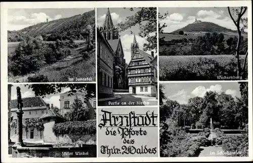 Ak Arnstadt Thüringen, Jonastal, Stiller Winkel, Wachsenburg, Schlossgarten, Fachwerkhaus