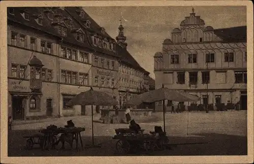 Ak Weimar in Thüringen, Markt mit Stadthaus und Hofapotheke, Cranachhaus
