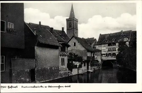 Ak Erfurt in Thüringen, Krämerbrücke vom Dämmchen aus