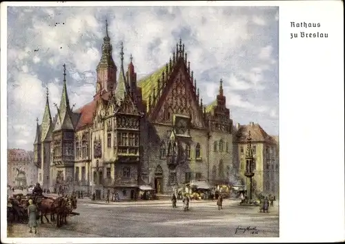 KünstlerAk Wrocław Breslau Schlesien, Rathaus, 12. Deutsches Sängerbundesfest 1937, 75 Jahrfeier DSB