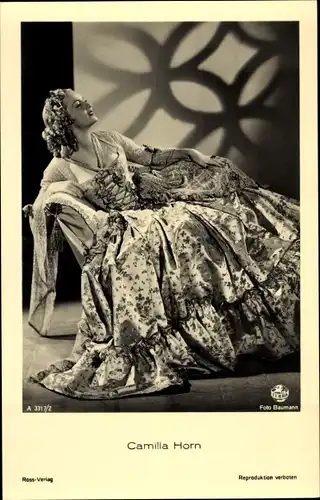 Ak Schauspielerin Camilla Horn, Portrait, Ross Verlag 3317/2