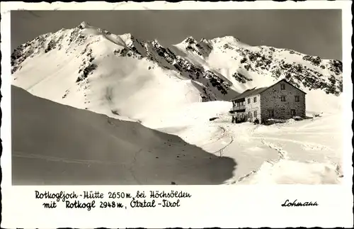 Ak Hochsölden Sölden in Tirol, Rotkogljoch Hütte mit Rotkogl