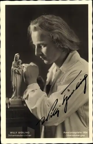 Ak Oberammergau in Oberbayern, Passionsspiele 1934, Johannesdarsteller Willy Bierling, Autogramm