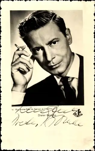 Ak Schauspieler Dieter Borsche, Portrait, Autogramm, Zigarette