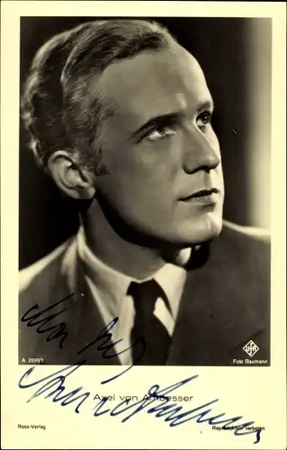 Ak Schauspieler Axel von Ambesser, Portrait, Autogramm