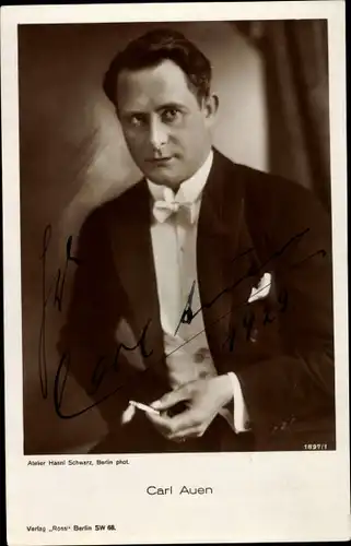 Ak Schauspieler Carl Auen, Portrait, Autogramm