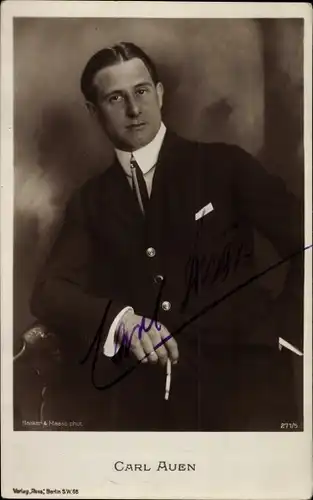 Ak Schauspieler Carl Auen, Portrait, Autogramm