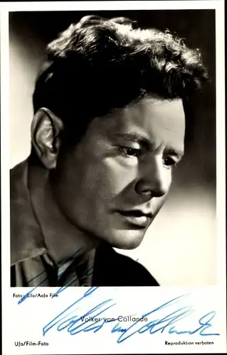 Ak Schauspieler Volker von Collande, Portrait, Autogramm