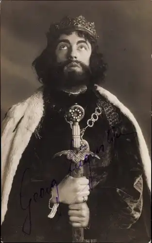 Ak Schauspieler Georg Augustin als König, Autogramm