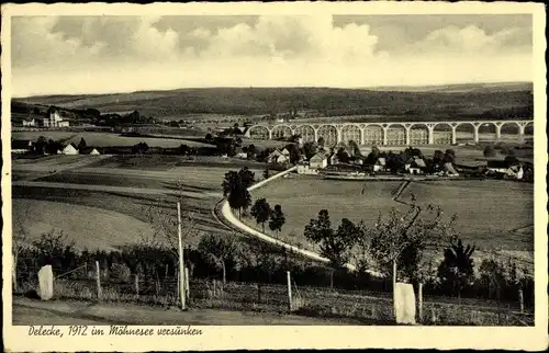 Ak Delecke Möhnesee in Westfalen, Ortschaft, Brücke, Landschaft