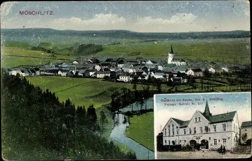 Ak Möschlitz Schleiz im Vogtland Thüringen, Panorama, Gasthaus zur Sonne