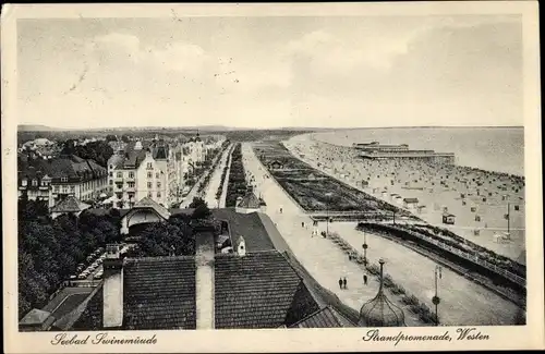 Ak Świnoujście Swinemünde Pommern, Strandpromenade