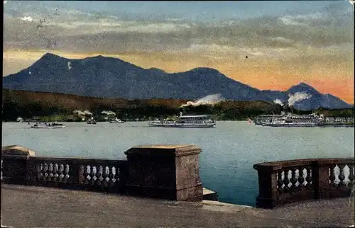 Ak Rigi Kulm Kanton Schwyz, Vierwaldstättersee, Dampfer-Verkehr Luzern