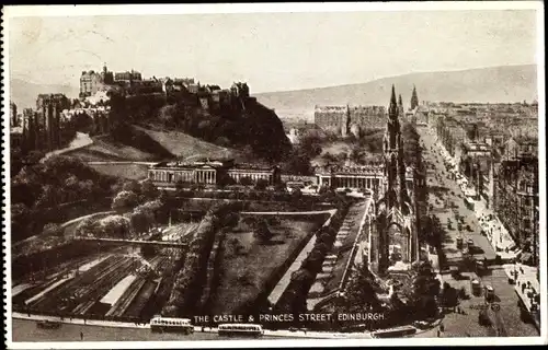 Ak Edinburgh Schottland, The Castle and Princes Street