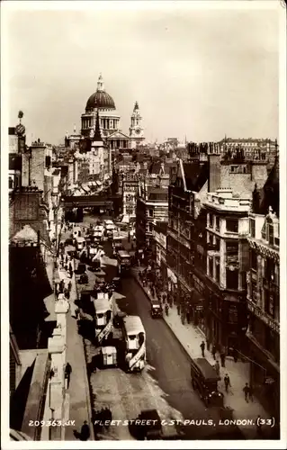 Ak London City England, Fleet Street and St. Pauls