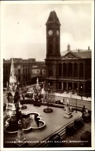 Ak Birmingham West Midlands England, Chamberlain Square and Art Gallery