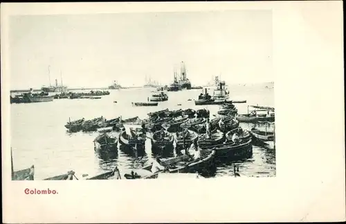 Ak Colombo Ceylon Sri Lanka, Hafen, Boote