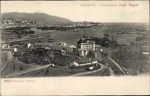 Ak Genova Genua Liguria, Panorama dagli Angeli