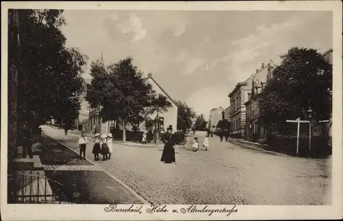 Ak Burscheid, Höhestraße und Altenberger Straße, Straßenpartie, Anwohner