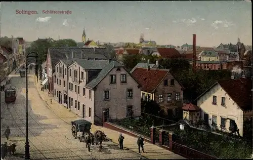 Ak Solingen in Nordrhein Westfalen, Schützenstraße, Straßenbahn