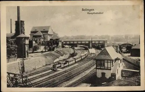 Ak Solingen in Nordrhein Westfalen, Hauptbahnhof, Industrieanlagen