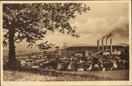 Ak Hirschfelde Zittau in Sachsen, Blick vom Viehbig, Fabriken
