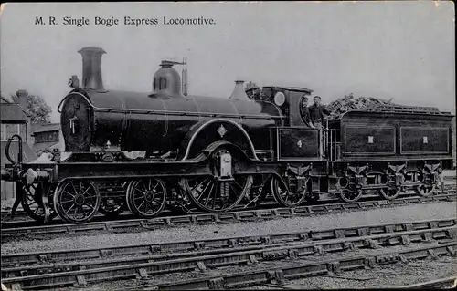 Ak Britische Eisenbahn, Dampflok, MR Single Bogie Express Locomotive, Tender 4