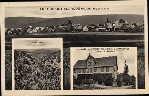Ak Allrode Thale im Harz, Luppbodetal, Gasthaus Stadt Braunschweig