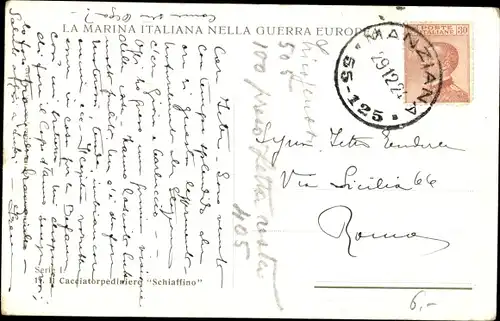 Ak Italienisches Kriegsschiff S Schiaffino