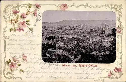 Passepartout Ak Saarbrücken im Saarland, Panorama, aufgeklebt