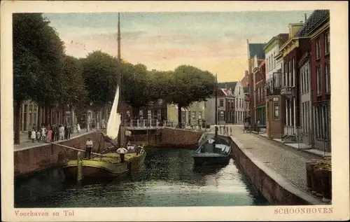 Ak Schoonhoven Südholland Niederlande, Voorhaven en Tol