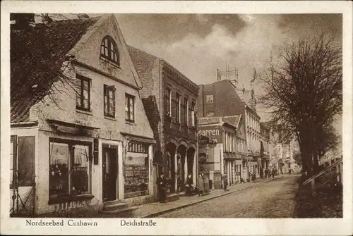 Ak Nordseebad Cuxhaven, Deichstraße, Geschäfte