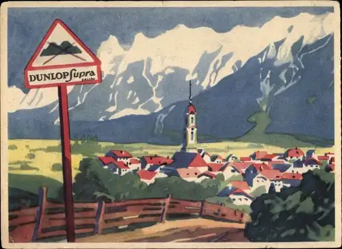 Ak Reklame, Dunlop Supra, Gebirge, Ortschaft