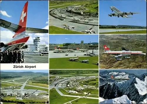 Ak Zürich Stadt Schweiz, Flughafen, Passagierflugzeug, Swiss Air