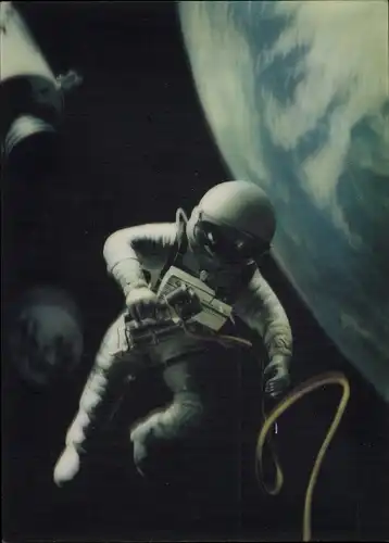 3D Ak Raumfahrt, Astronaut im Weltall, Walk in the Space